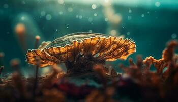 colorida cnidário tentáculos balançar dentro embaixo da agua paraíso gerado de ai foto