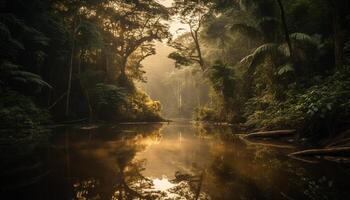 tranquilo cena do amarelo folhas dentro outono gerado de ai foto