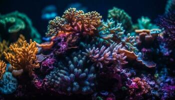 multi colori peixe nadar dentro embaixo da agua coral recife gerado de ai foto