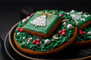 lindo Natal ou Novo ano colorida caseiro Pão de gengibre biscoitos foto