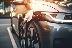 elétrico poder bateria automóvel eletricidade tecnologia carro energia transporte cidade. generativo ai. foto