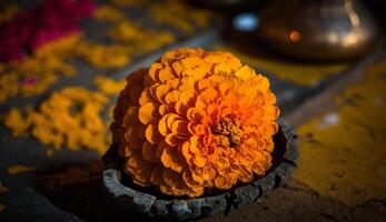 uma vibrante ramalhete do multi colori flores dentro vaso gerado de ai foto