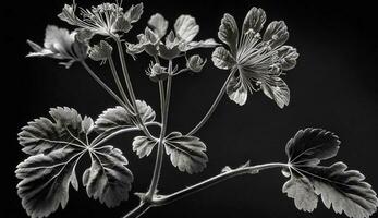 Preto e branco natureza plantar com monocromático flor gerado de ai foto