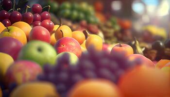 legumes e frutas dentro supermercado ficar de pé , generativo ai foto