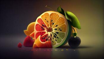 cítrico e bagas frutas saudável Comida , generativo ai foto