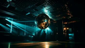 brilhando discoteca bola inflama vibrante discoteca dançando dentro Boate gerado de ai foto