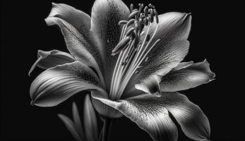 flor cabeça Preto e branco elegância gerado de ai foto