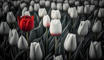 uma multi colori ramalhete do fresco tulipas floresce belas gerado de ai foto