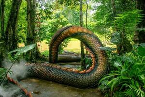 serpente rei do nagas dentro tailândia.naga ou serpente estátua foto