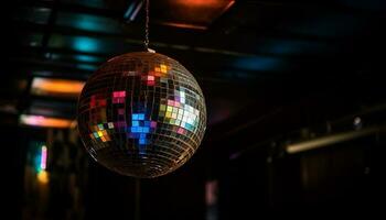 vibrante vida noturna inflama a discoteca bola, iluminador a balada cena gerado de ai foto