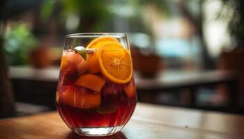 uma refrescante citrino refrigerante com limão e Lima fatias gerado de ai foto