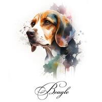 aguarela ilustração do uma solteiro cachorro procriar beagle. ai gerado. cachorro retrato. foto