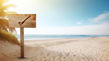 arte madeira placa dentro de praia ai generativo foto