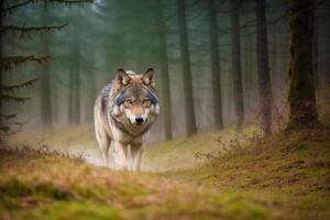 uma bonito lobo. guardiões do a região selvagem. explorando a reino do Lobos. generativo ai foto