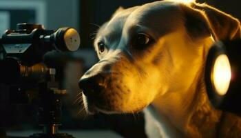 fofa de raça pura retriever cachorro olhando às Câmera ao ar livre gerado de ai foto