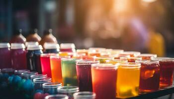 multi colori coquetel vidro com fruta decoração gerado de ai foto