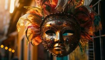 colorida carnaval fantasias iluminar famoso turista destino gerado de ai foto