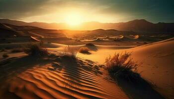 árido clima, ondulações em areia dunas beleza gerado de ai foto