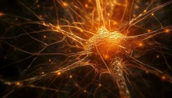 neural axônios conectar para comunicação dentro humano cérebro gerado de ai foto