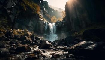 uma majestoso montanha pico cercado de natural beleza gerado de ai foto