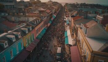 lotado cidade rua mostra ocupado cidade vida gerado de ai foto