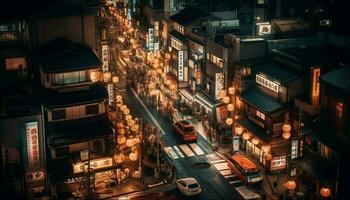 urbano Horizonte iluminado de luzes da rua e tráfego gerado de ai foto