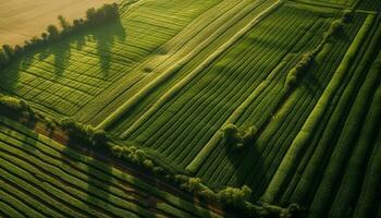 verde plantar crescimento dentro rural Fazenda panorama gerado de ai foto