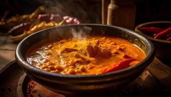 rústico carne ensopado com Curry pó molho gerado de ai foto