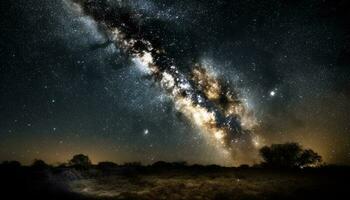 natural fenômeno ilumina majestoso espiral galáxia ao ar livre gerado de ai foto