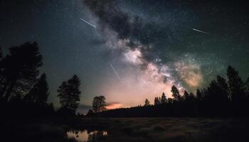 perdido dentro a tranquilidade do uma estrelado noite gerado de ai foto