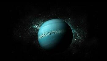 satélite órbita azul planeta dentro estrelado galáxia gerado de ai foto