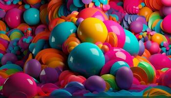vibrante colorida balões crio alegre aniversário pano de fundo gerado de ai foto
