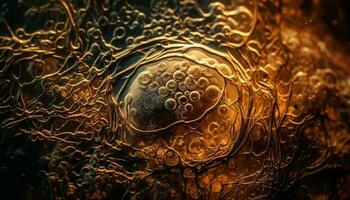 dourado peixe nada dentro fractal fantasia onda gerado de ai foto