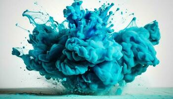 abstrato azul tinta fluindo dentro suave padrões gerado de ai foto