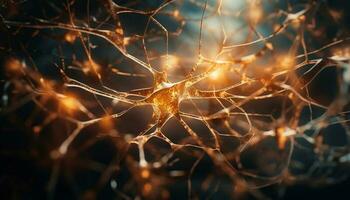 nervo células comunicar através da sinapses dentro cérebro gerado de ai foto