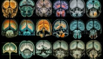 humano cérebro imageado com avançado médico tecnologia gerado de ai foto