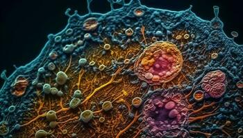 ampliado Câncer célula revela mortal molecular estrutura gerado de ai foto