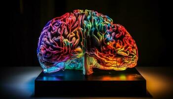 colorida digital cérebro ilumina Novo médico compreensão gerado de ai foto