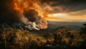queimando floresta fogo cria inferno dentro natureza gerado de ai foto
