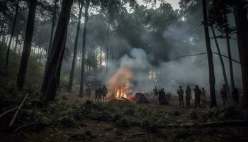 queimando floresta fogo uma assustador inferno aventura gerado de ai foto