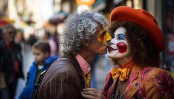 carnaval casal dons multi colori fantasias para parada gerado de ai foto