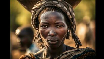 jovem africano mulher com tranças sorridente com confiança gerado de ai foto