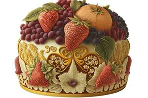 deliciosamente fruta sobrecarga bolo dentro vintage estilo para pronto para qualquer celebração. generativo ai. foto