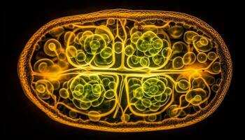ampliado celular padrões iluminar abstrato científico experimentar gerado de ai foto