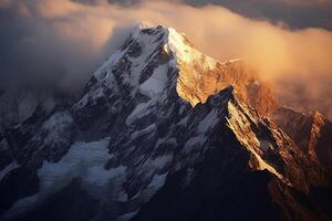 foto ofa áspero alpinista alpino pico. ai generativo