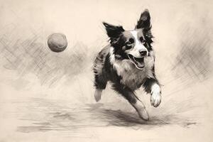 fronteira collie perseguindo uma bola. ai generativo foto