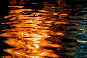 água ondulações refletido dentro a água às noite. ai generativo foto