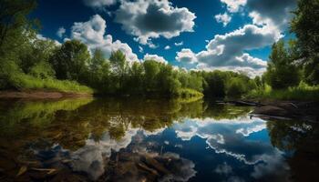 tranquilo cena do natureza beleza, vibrante cores gerado de ai foto