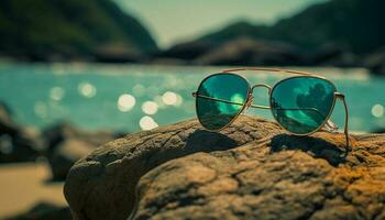 elegante óculos para ensolarado costeiro Férias gerado de ai foto