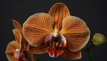 orquídea florescer, elegância dentro natureza molhado beleza gerado de ai foto